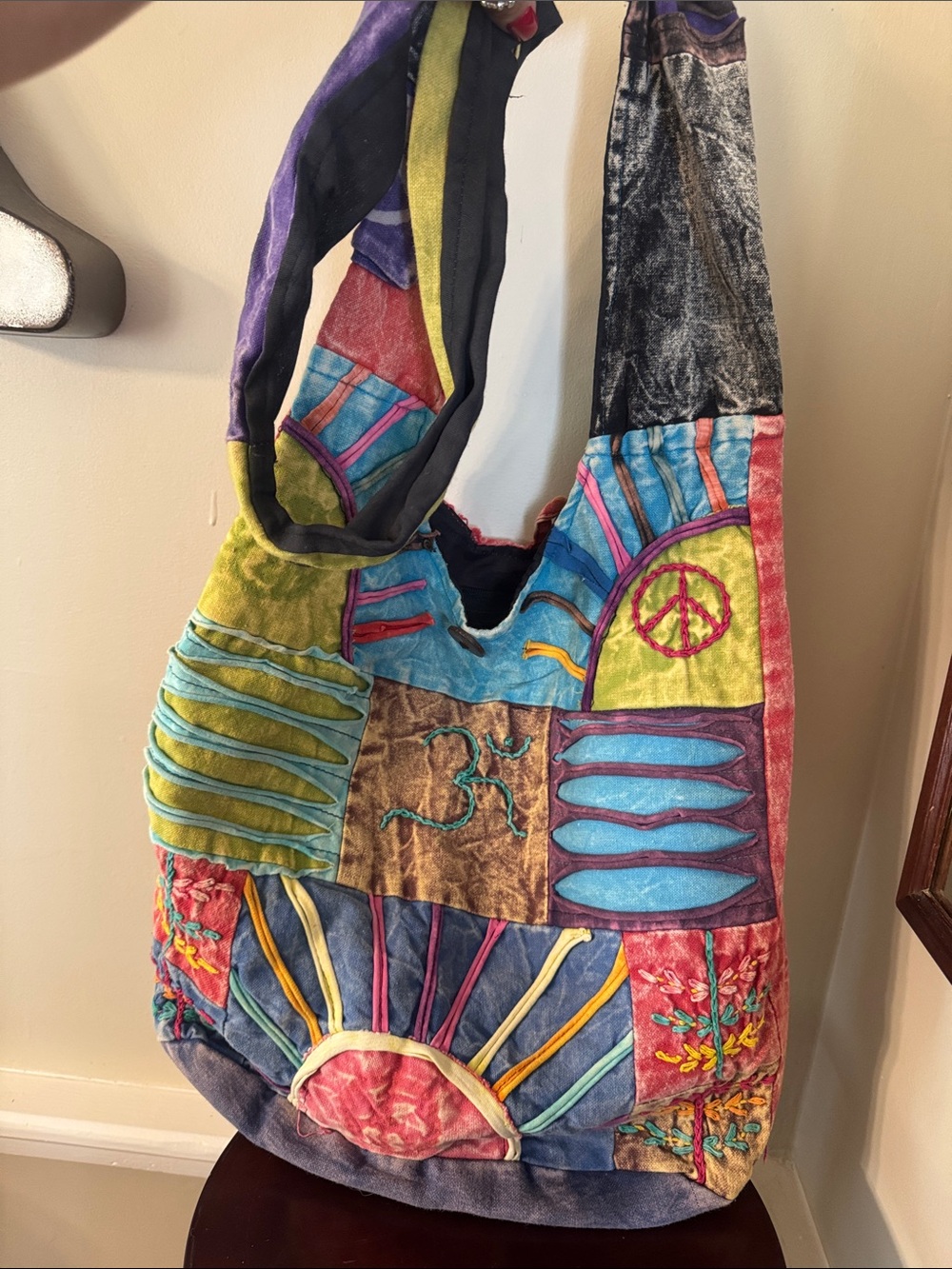 Bohemian Patchwork Velvet Shoulder Bag in Multicolor